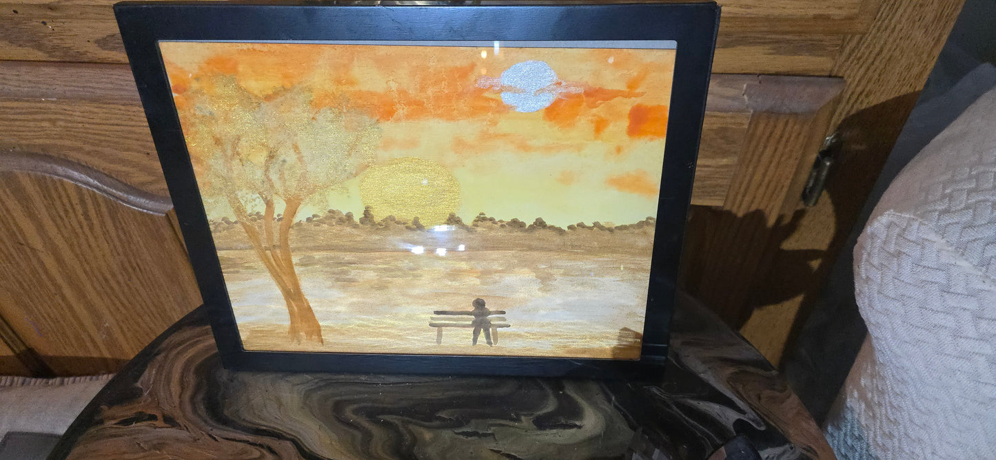 8x10 Watercolor Painting Sun Rise
