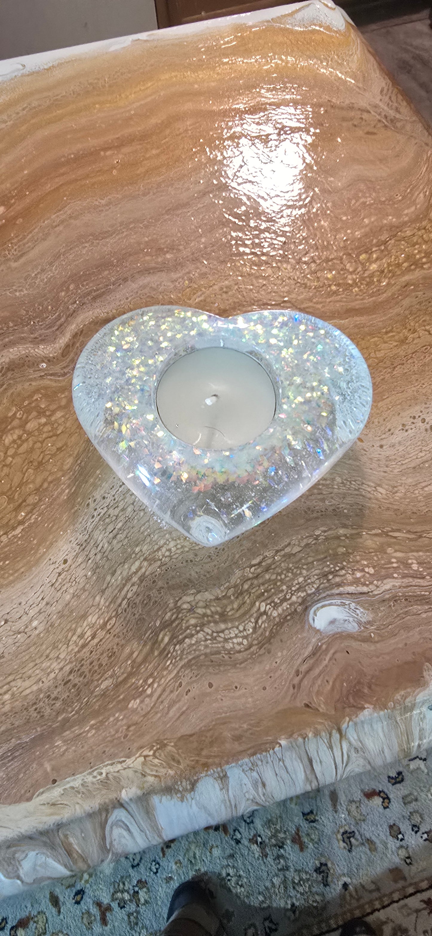 Resin heart tea light homemade