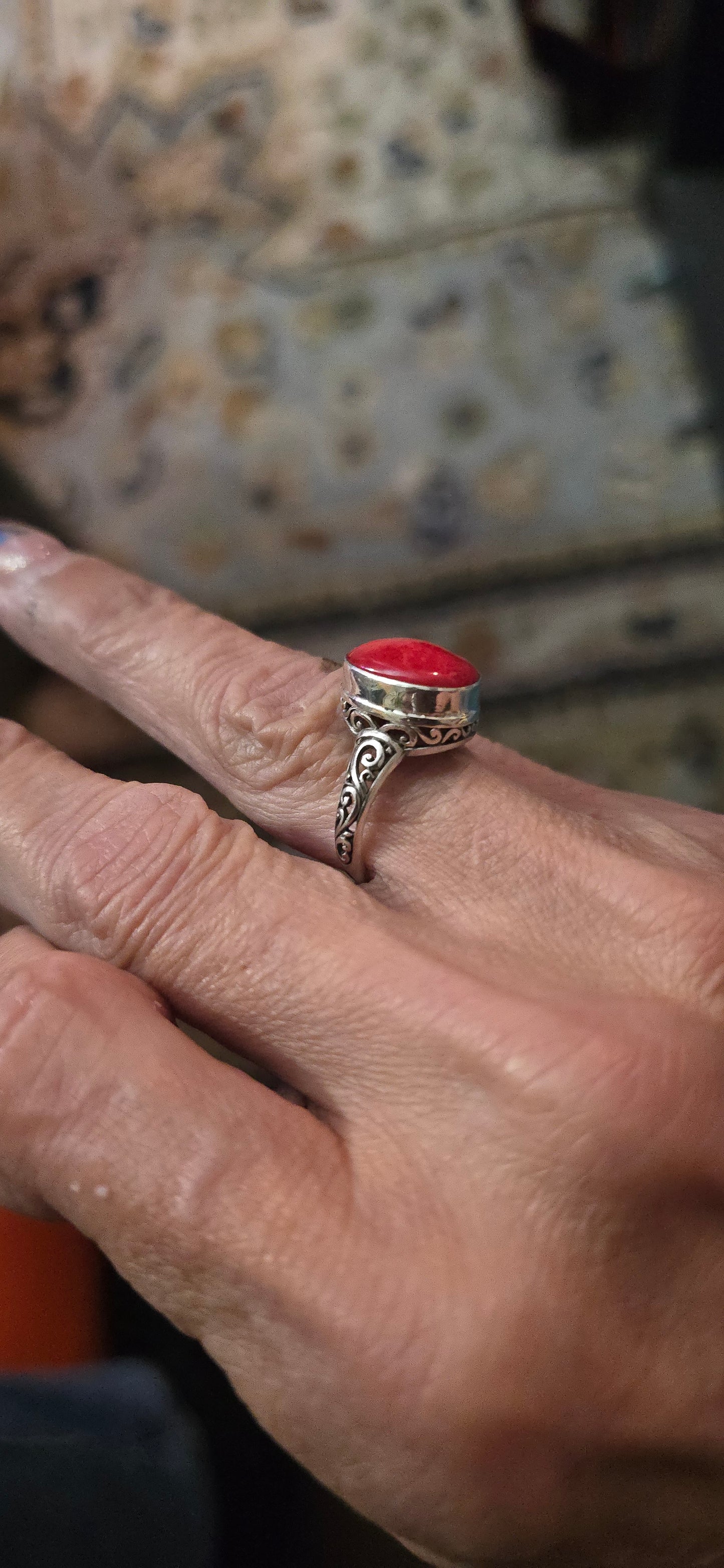 Coral ring sterling silver