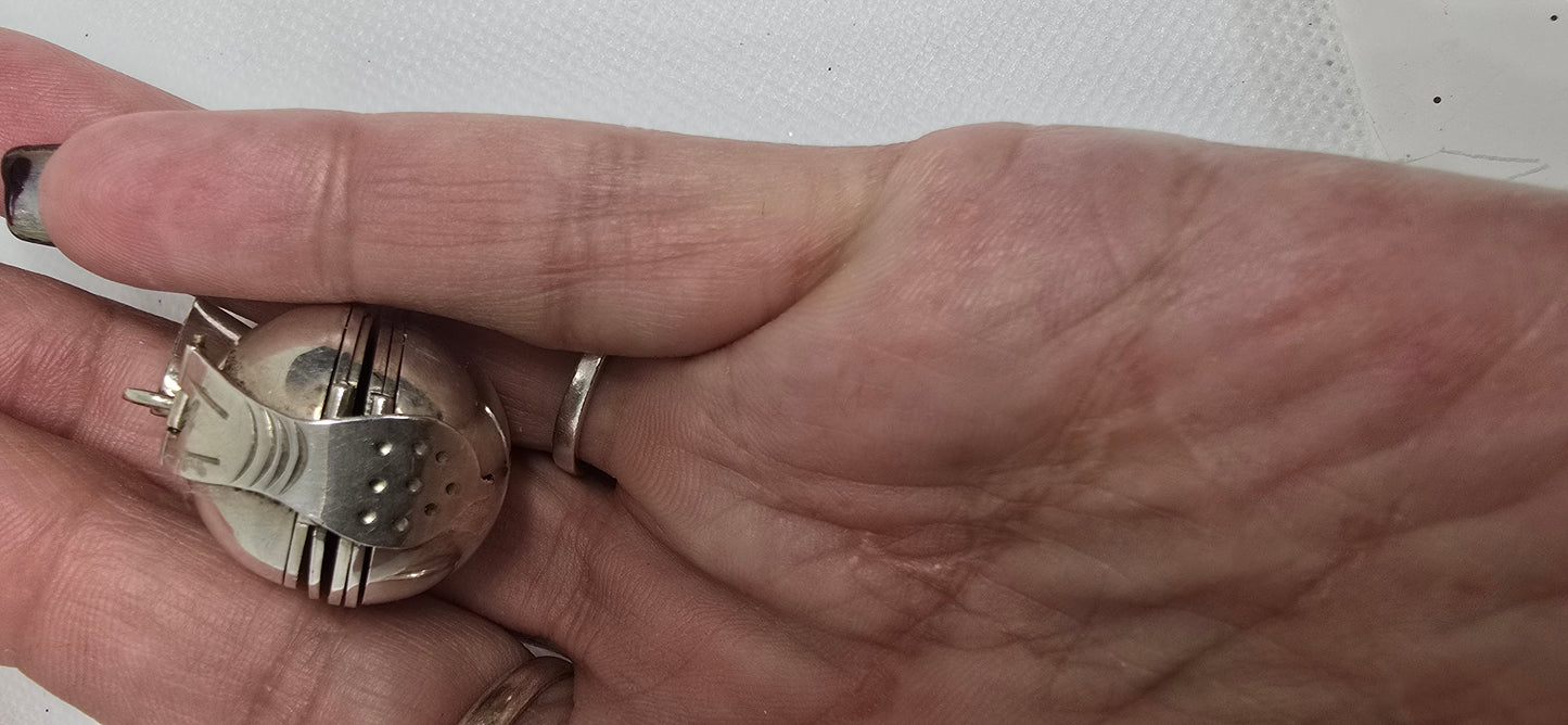 Rare Antique Sterling Silver Sphere Locket