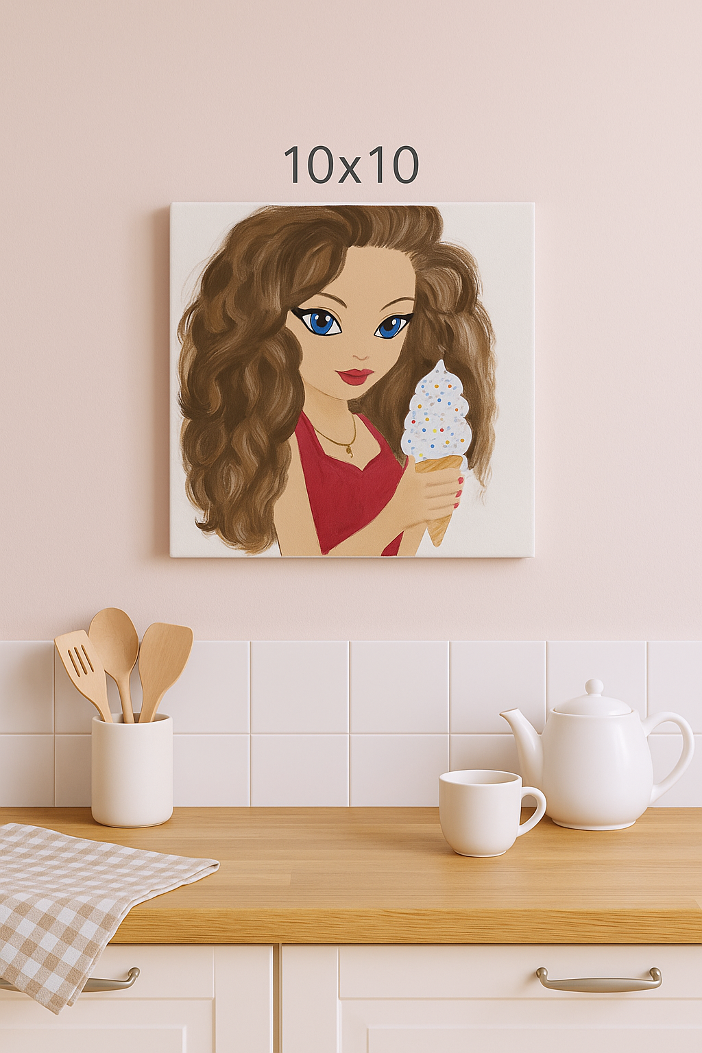 Ice cream Glam Girl 10x10 Original Acrylic Painting