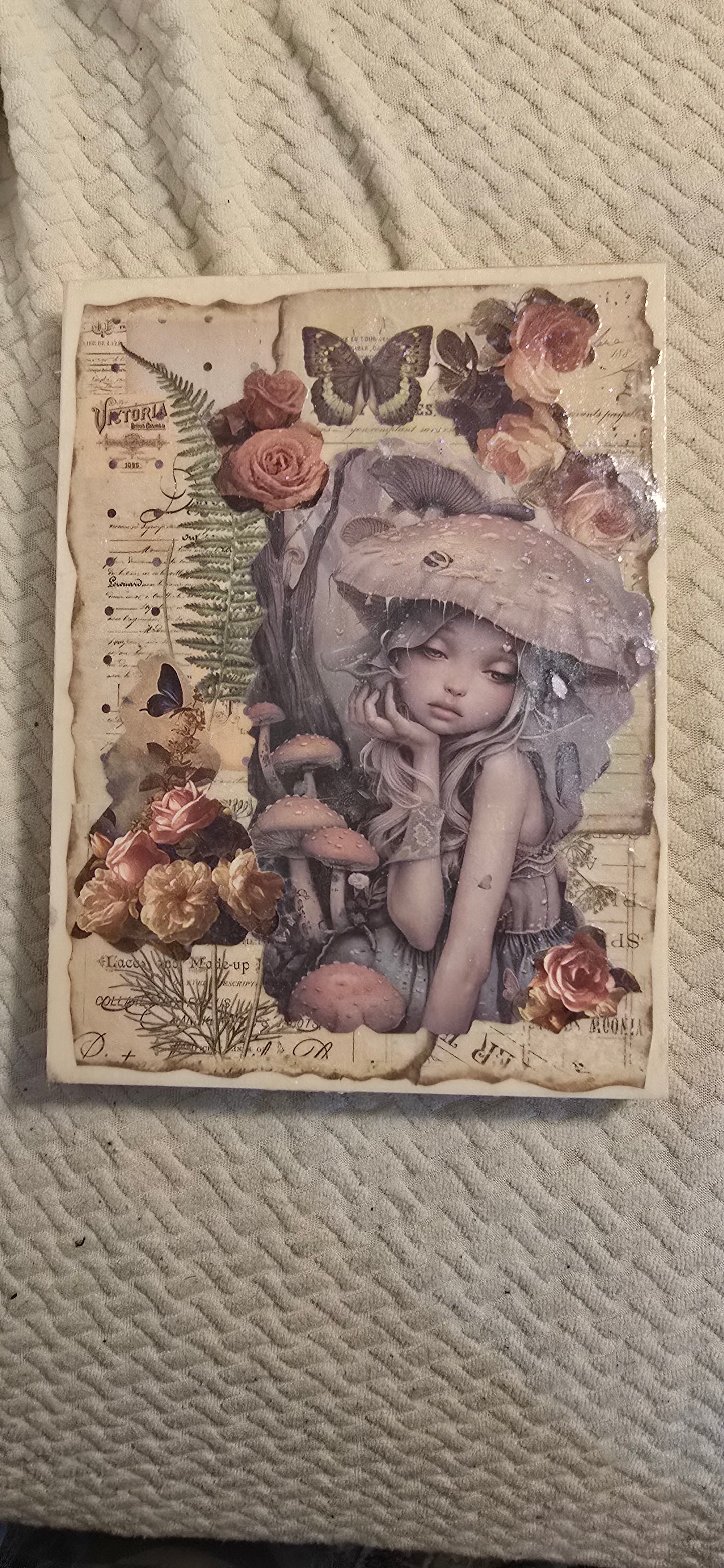 6x8 Wood Canvas Fairy Art Mixed Media Collage