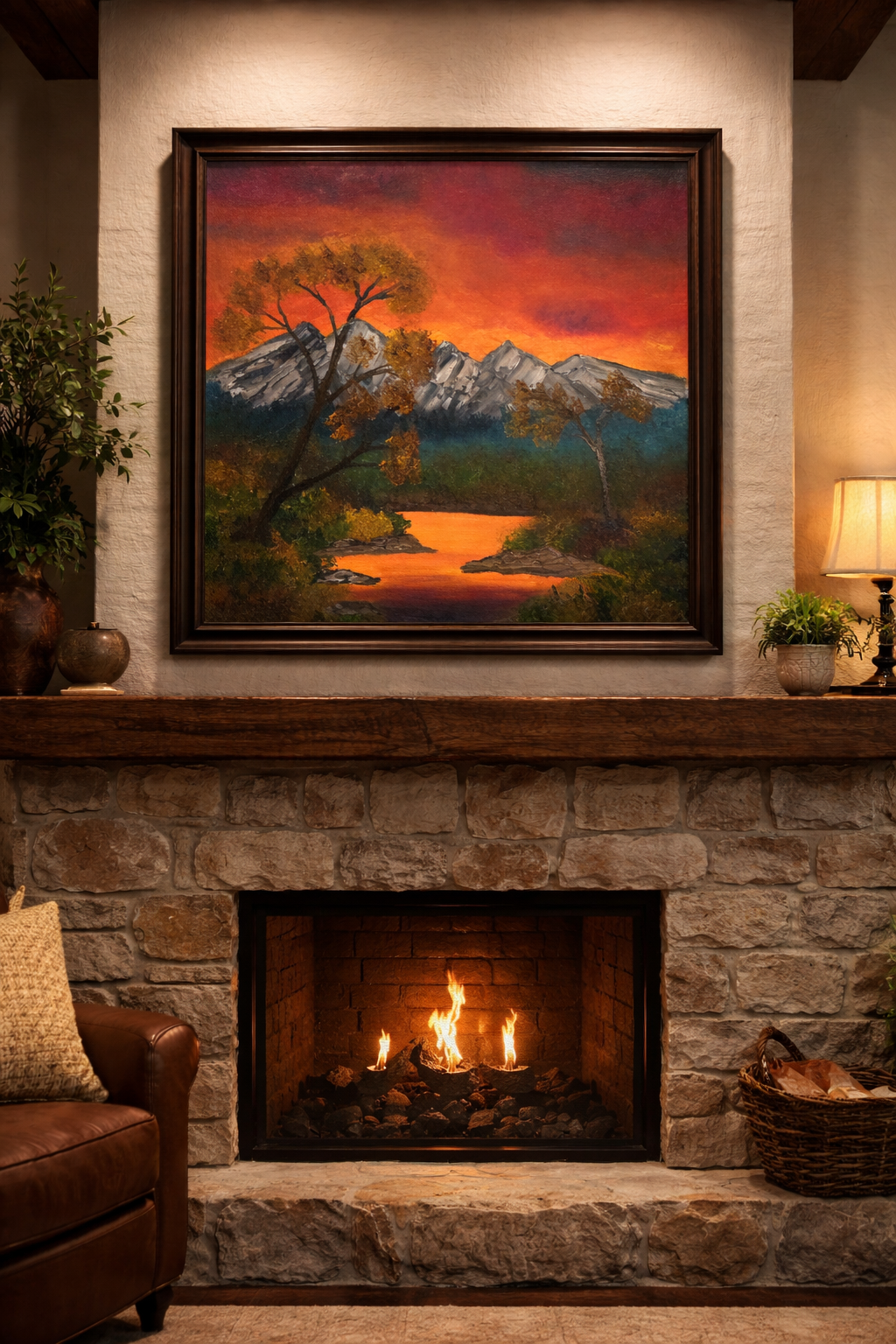 24x30 Oil Painting Bob Ross inspired/ Evening Stillness