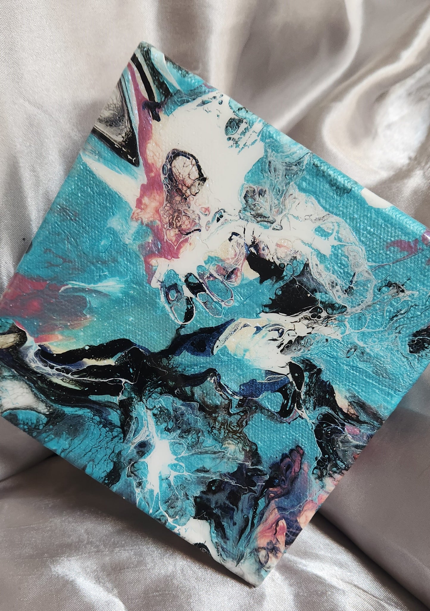 PAINT POURING ART /Teal Spin