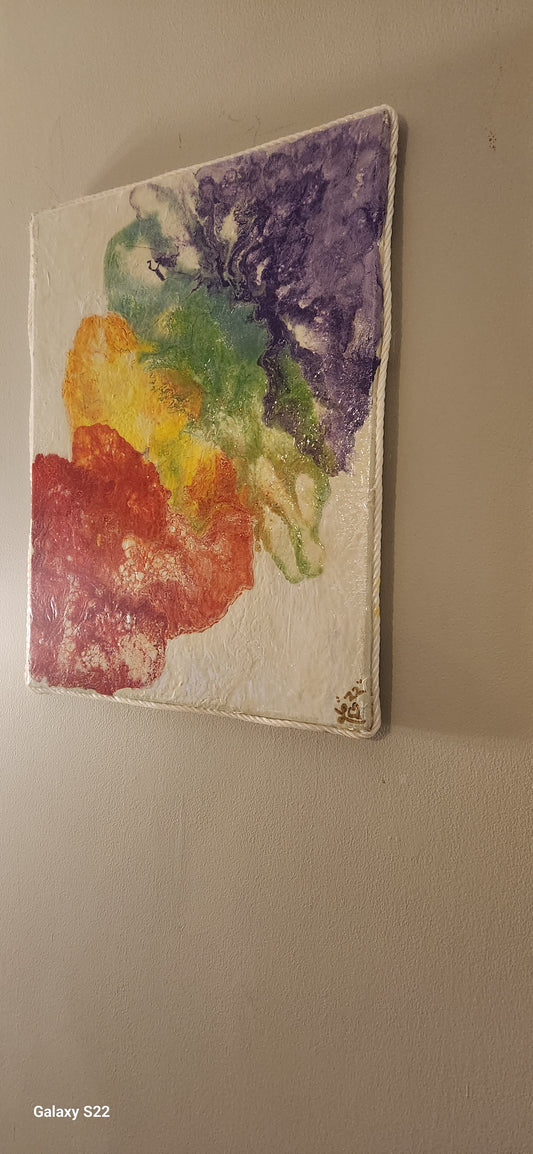 Paint Pouring Acrylic Art /Blow Me a Rainbow