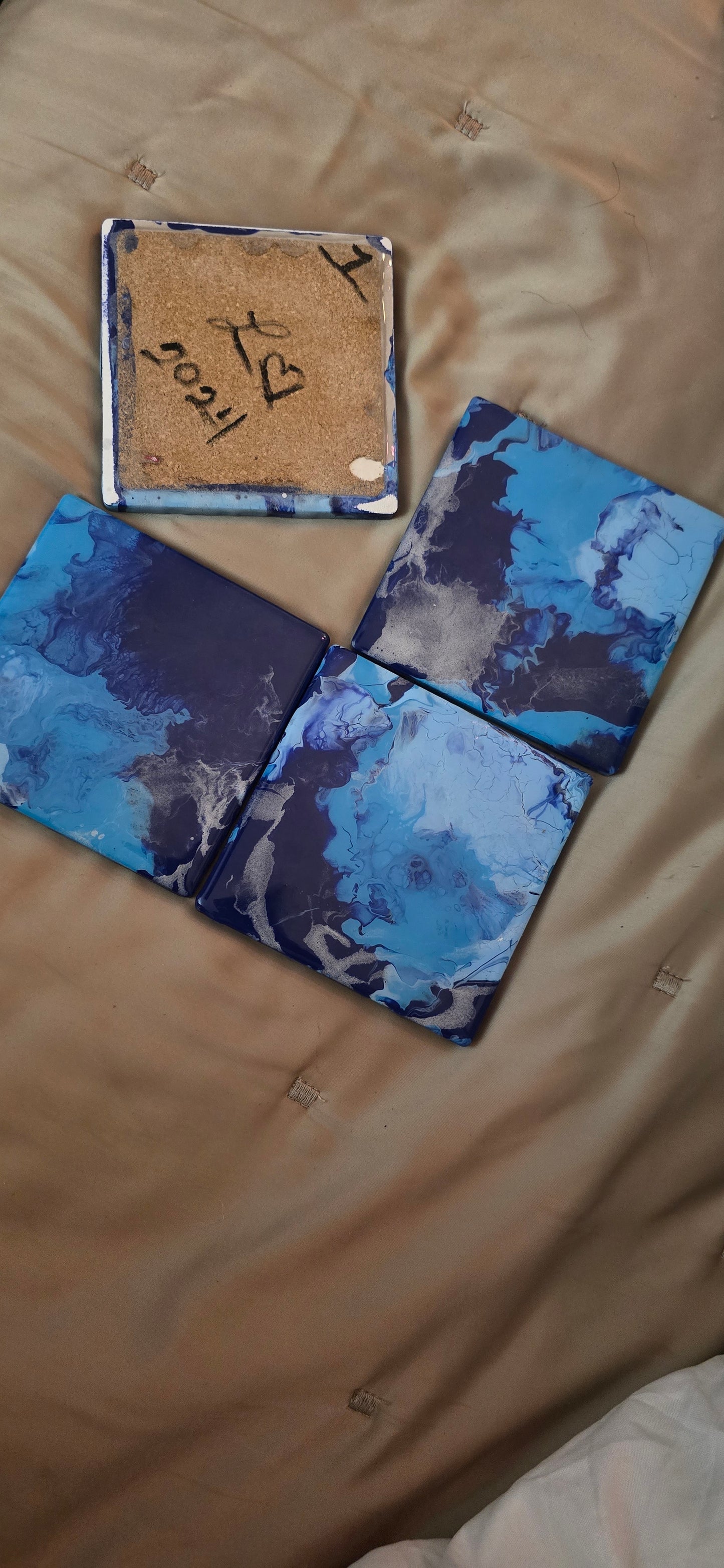 Paint Poured Puzzle Coasters