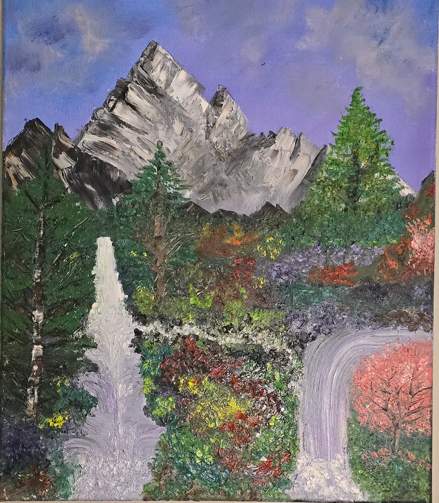 18x24 Canvas / Bob Ross Inspired Waterfall Oil Painting