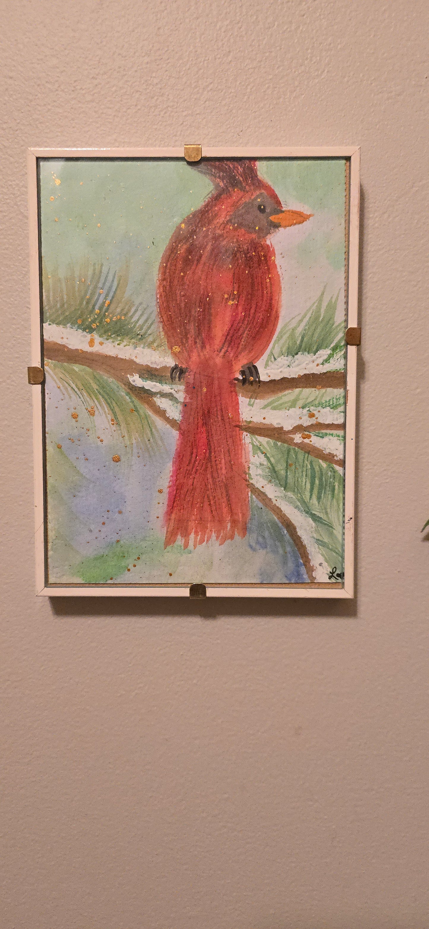 2 5x7 Cardinal Watercolor Paintings