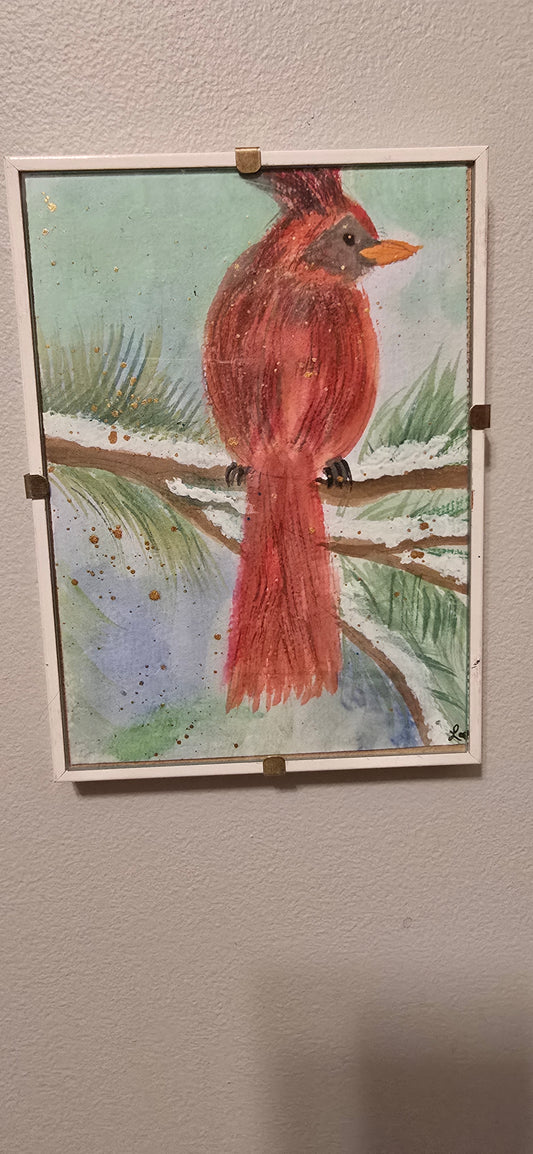 2 5x7 Cardinal Watercolor Paintings