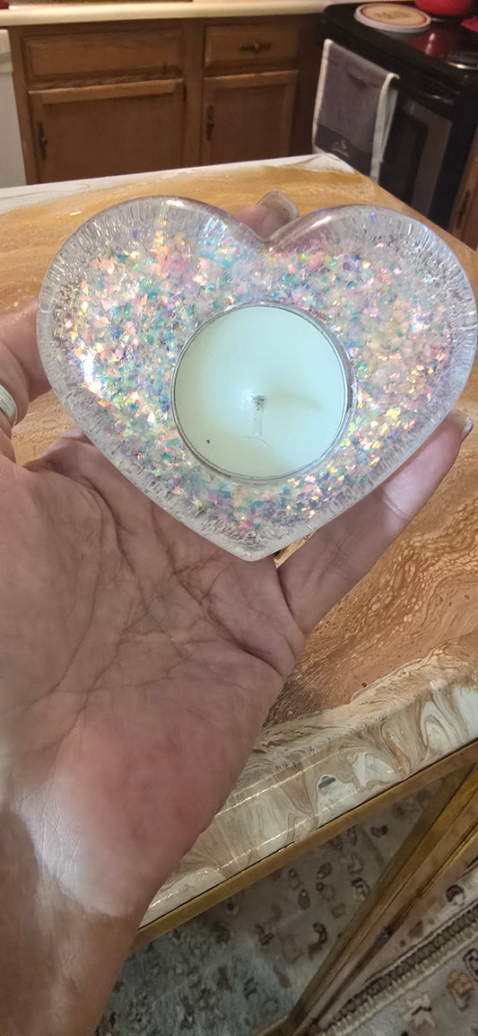 Resin heart tea light homemade