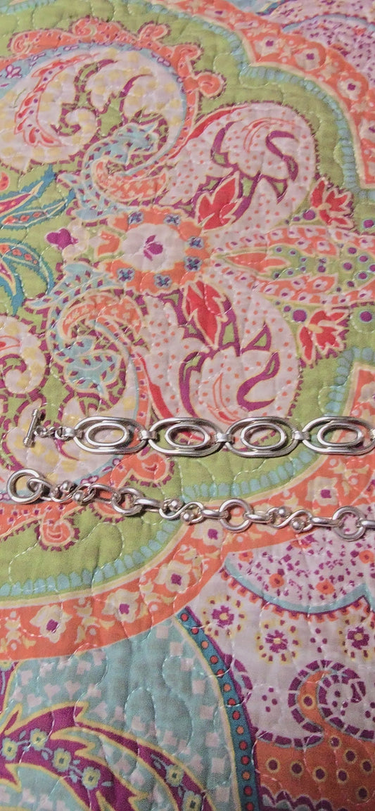 Vintage Sterling Silver Link Bracelet | Bold or Delicate Toggle Design