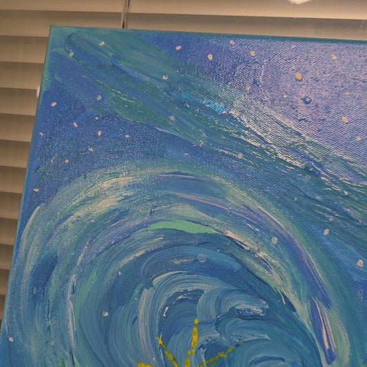 ✨ Winter Starry Night – Original Hand-Painted 20x24 Canvas