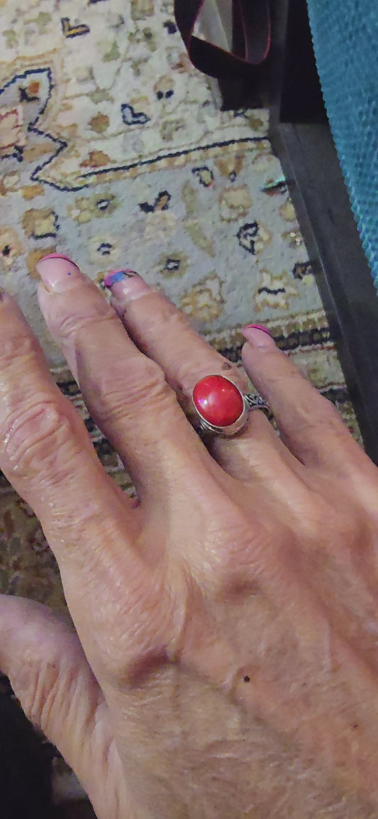 Coral ring sterling silver