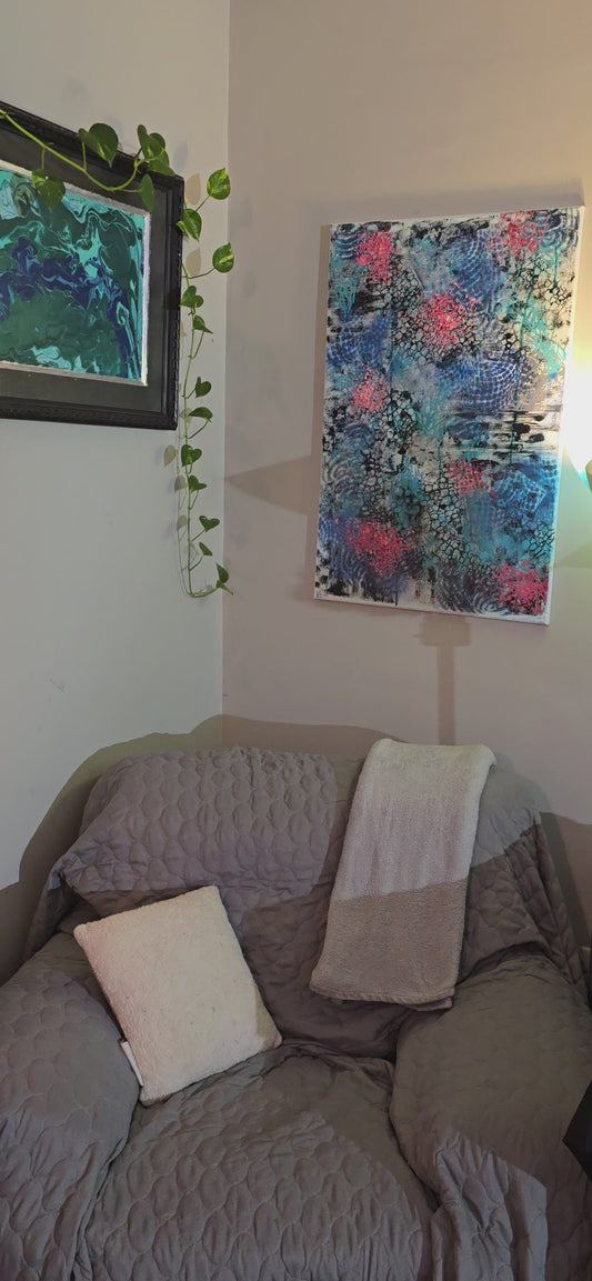 Blue Freedom – Original Abstract Mixed Media Painting, 24 x 36 Canvas Wall Art