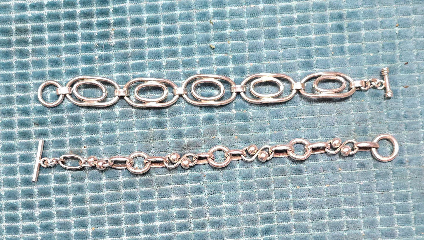 Vintage Sterling Silver Link Bracelet | Bold or Delicate Toggle Design