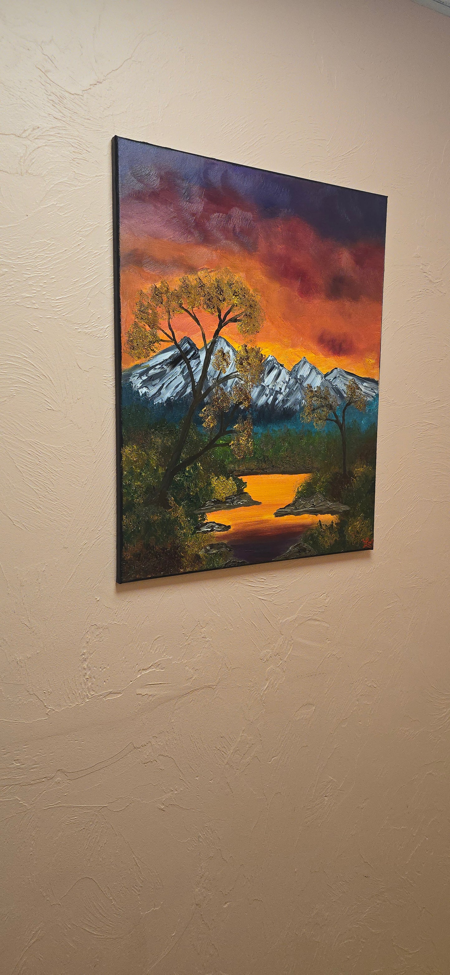 24x30 Oil Painting Bob Ross inspired/ Evening  Stillness