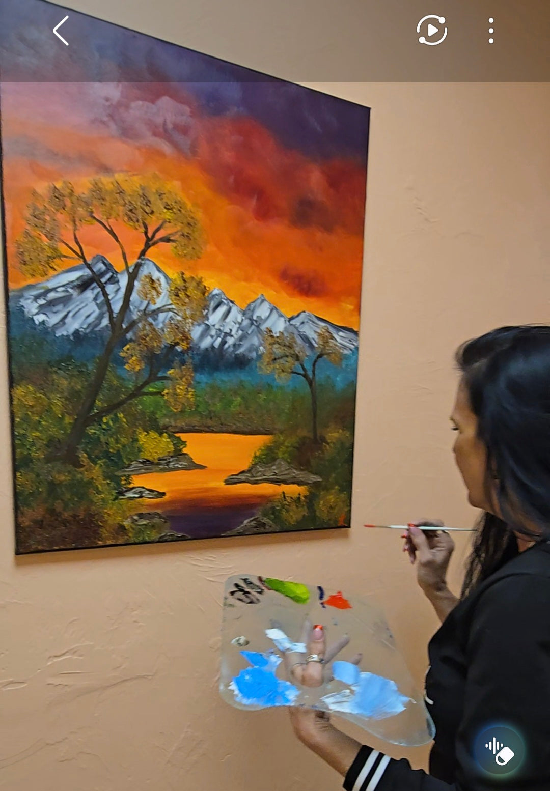 24x30 Oil Painting Bob Ross inspired/ Evening  Stillness