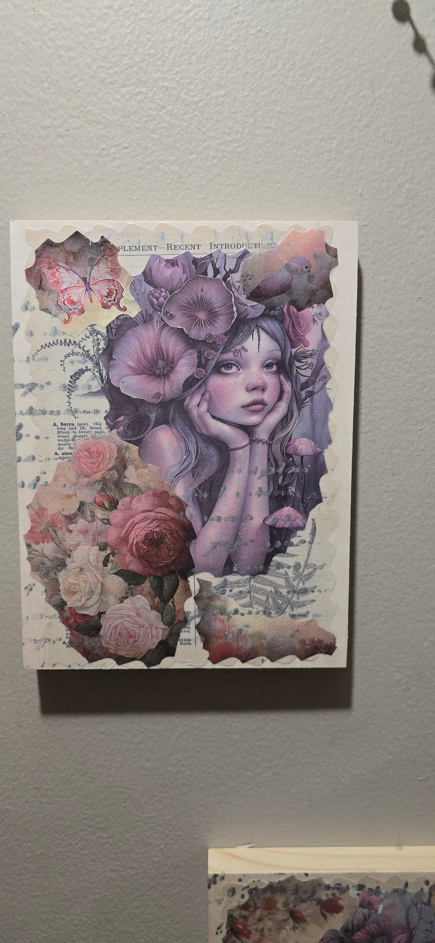 Collage Mixed Media Fairy Art on 2 Wooden Canvas (6x8 inches)