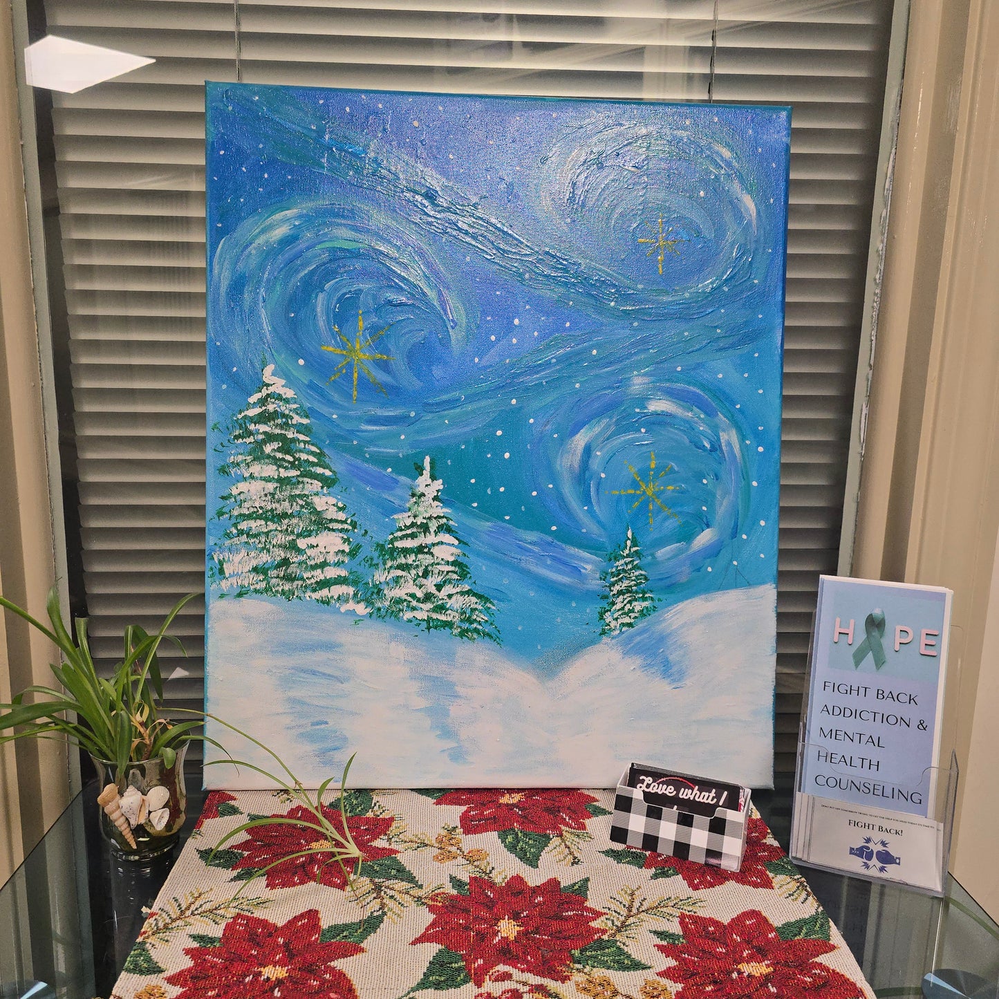 ✨ Winter Starry Night – Original Hand-Painted 20x24 Canvas