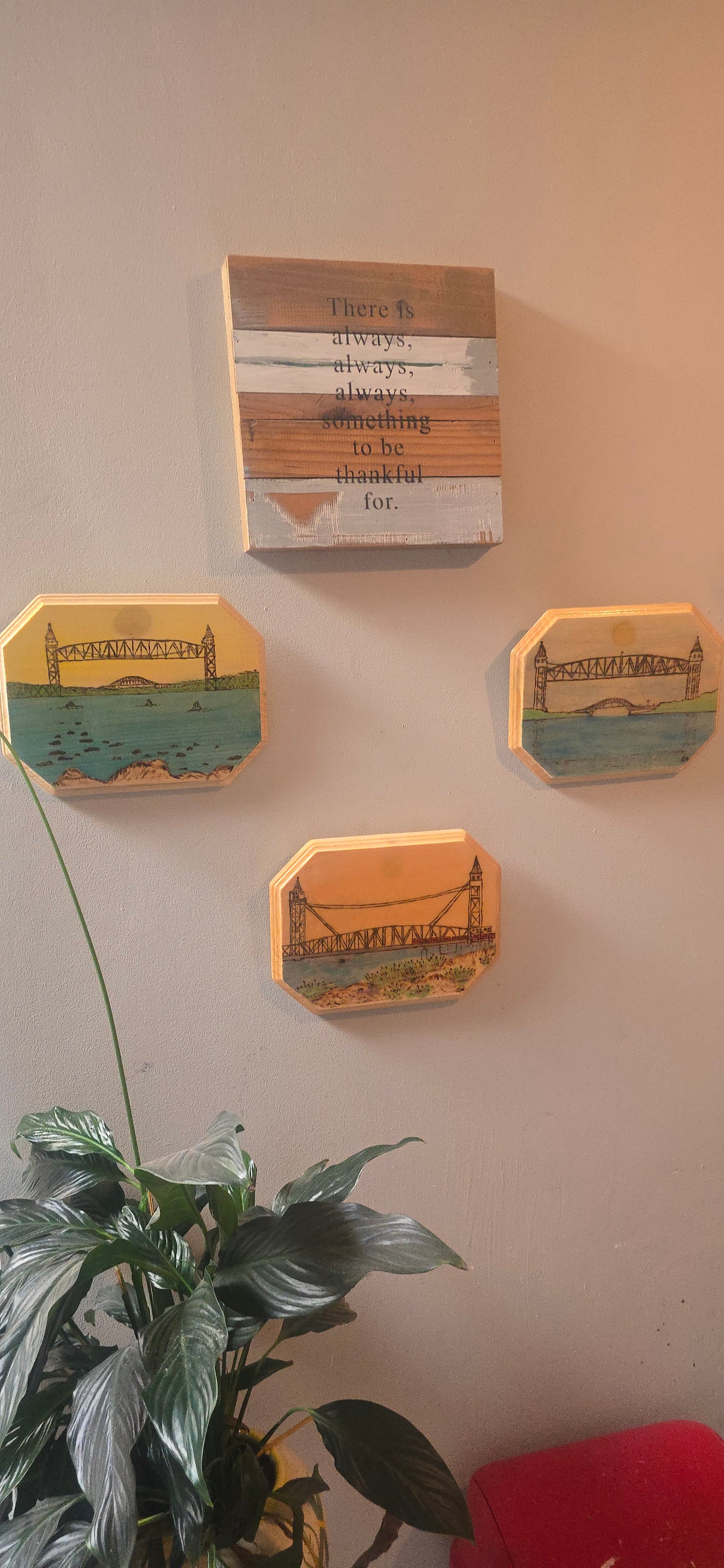 Cape Cod Canal Railroad Bridge – Original Wood-Burned & Watercolor Art