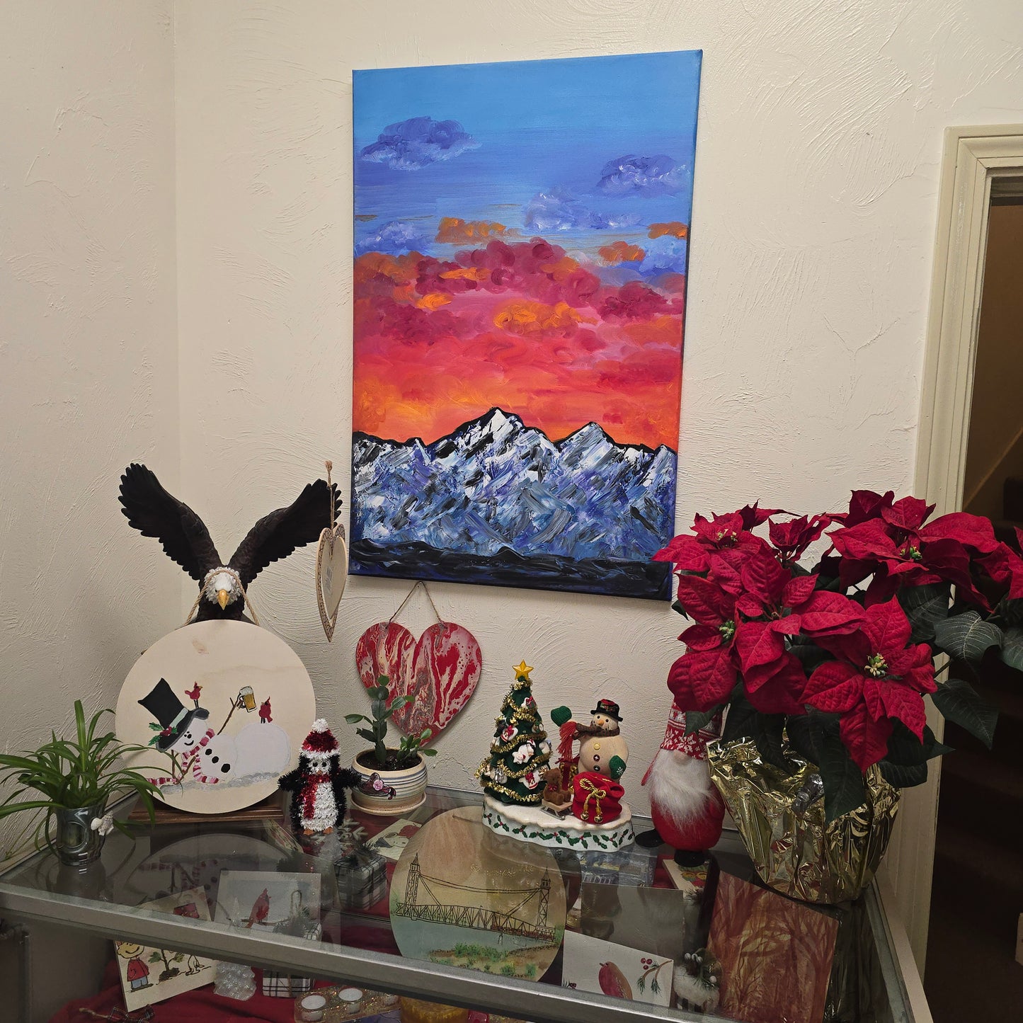 🔥 Sunset Mountain – Original 16x32 Oil Painting