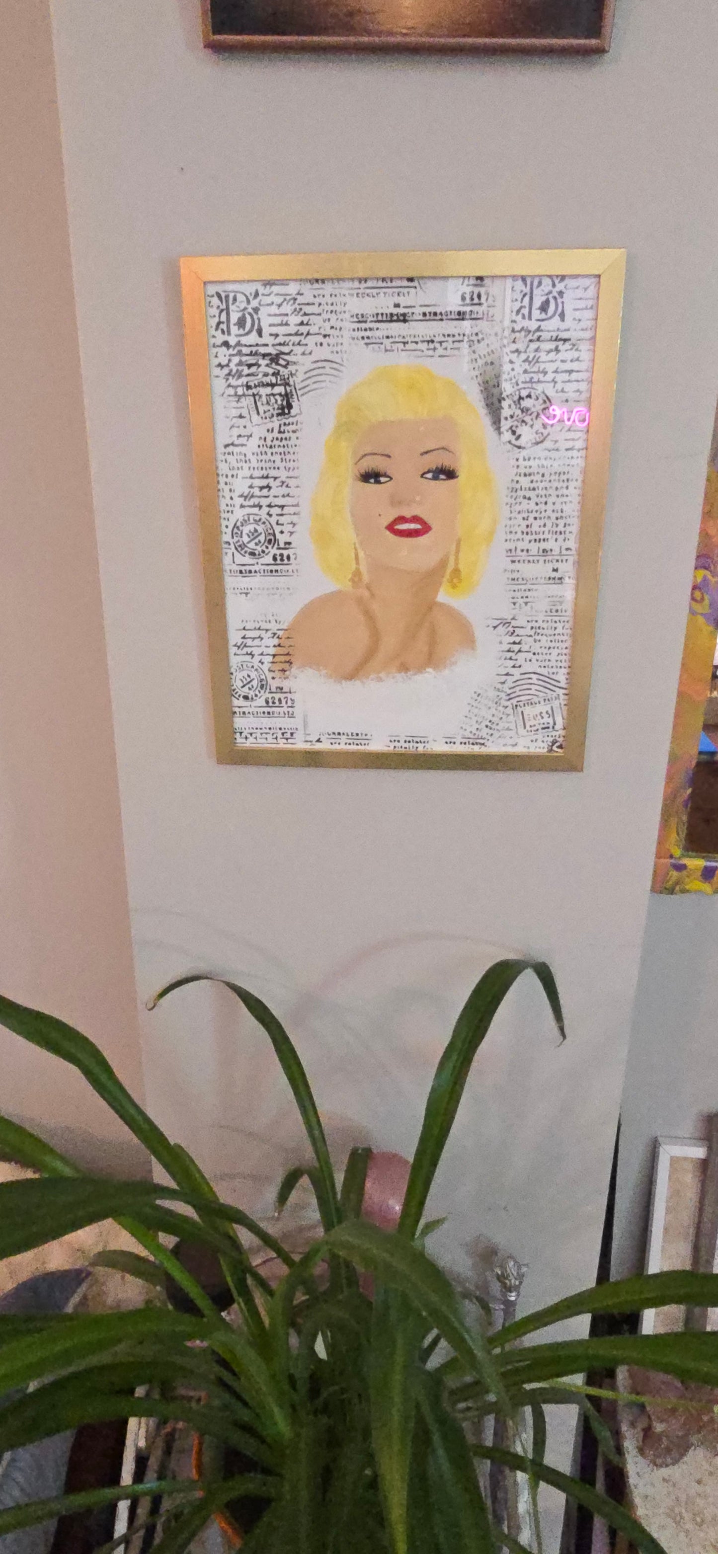 11x14 Glam Gold Lady – Original Mixed Media Painting in  Gold Frame