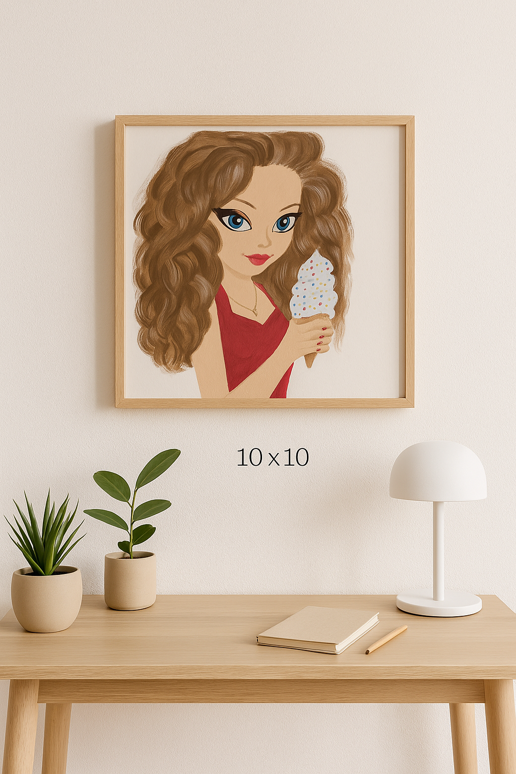 Ice cream Glam Girl 10x10 Original Acrylic  Painting