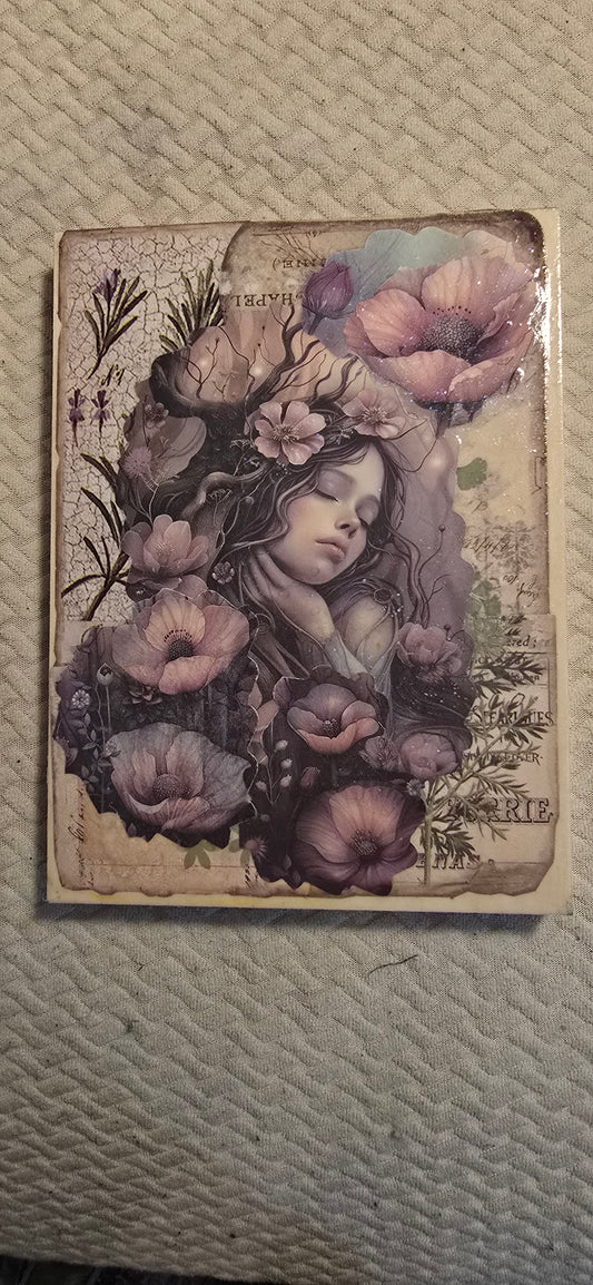 6x8 Wood Canvas Fairy Art Mixed Media Collage