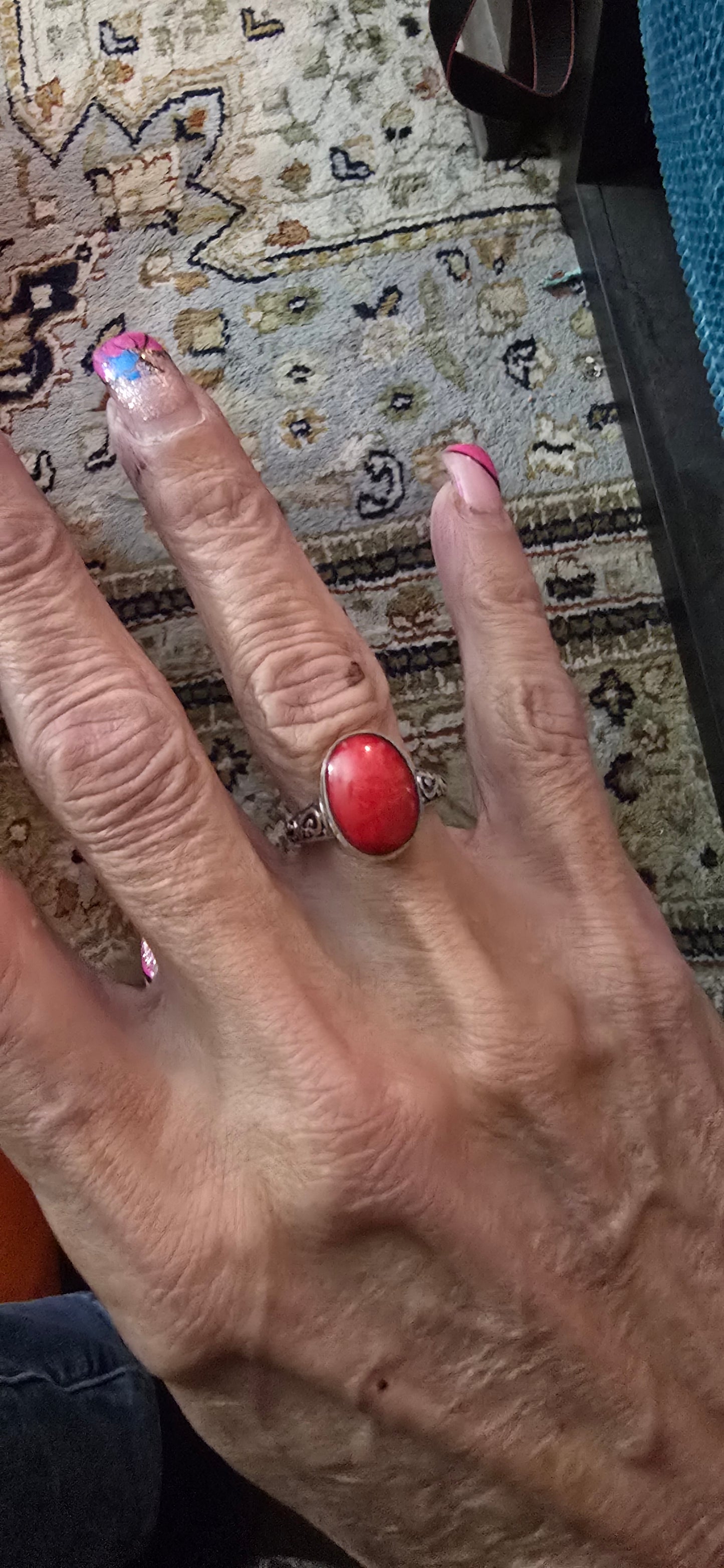 Coral ring sterling silver