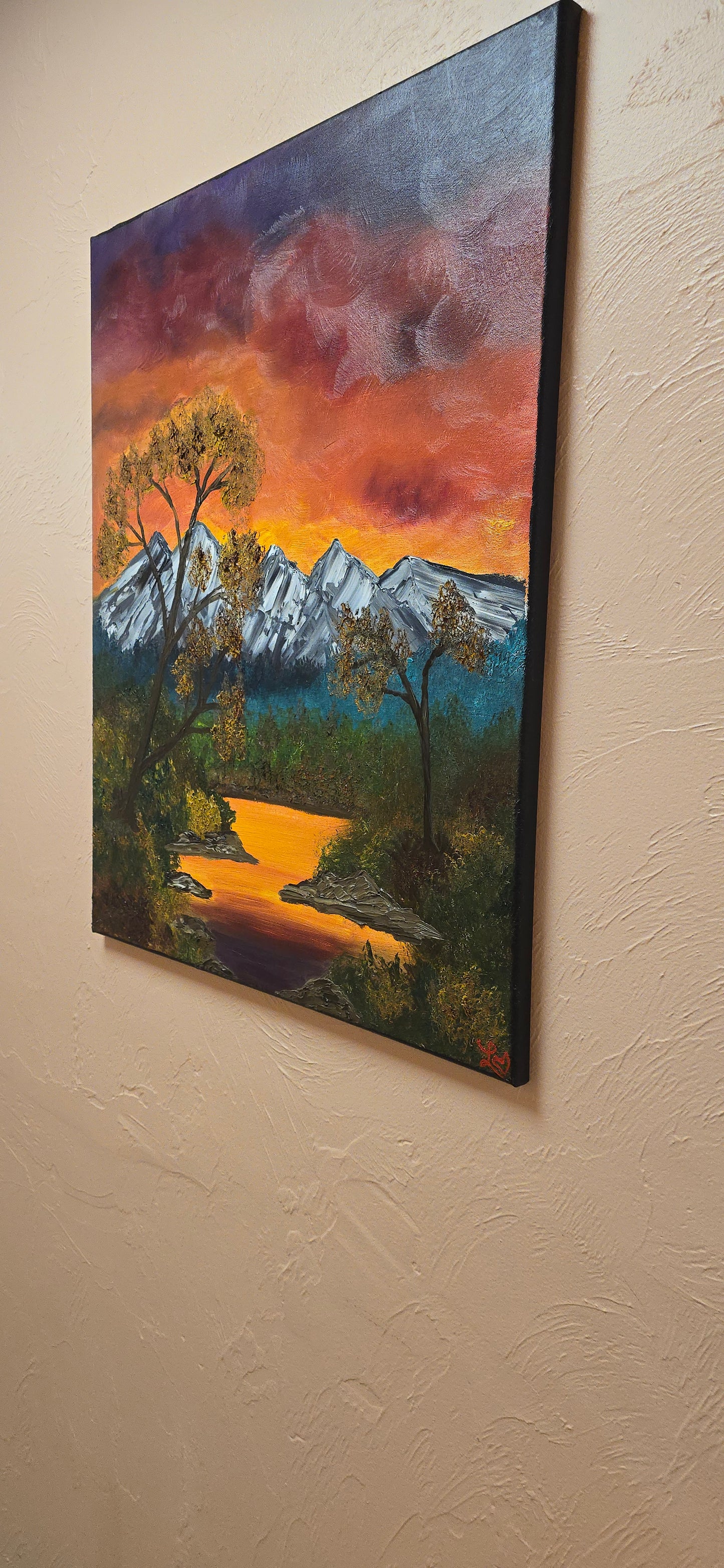 24x30 Oil Painting Bob Ross inspired/ Evening  Stillness
