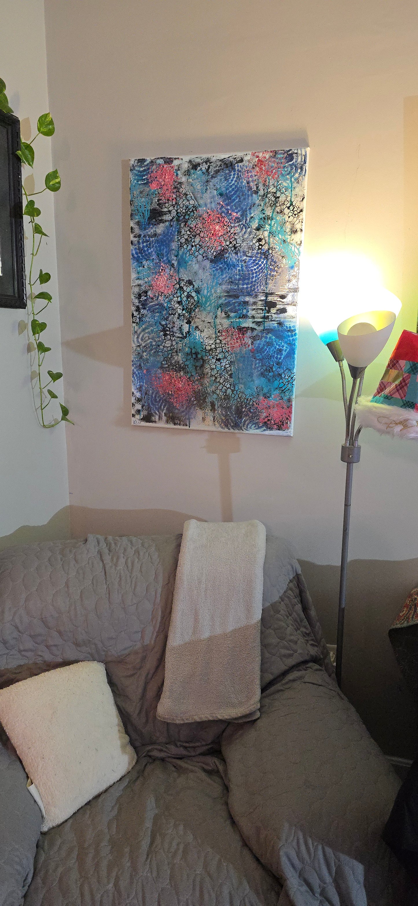 Blue Freedom – Original Abstract Mixed Media Painting, 24 x 36 Canvas Wall Art