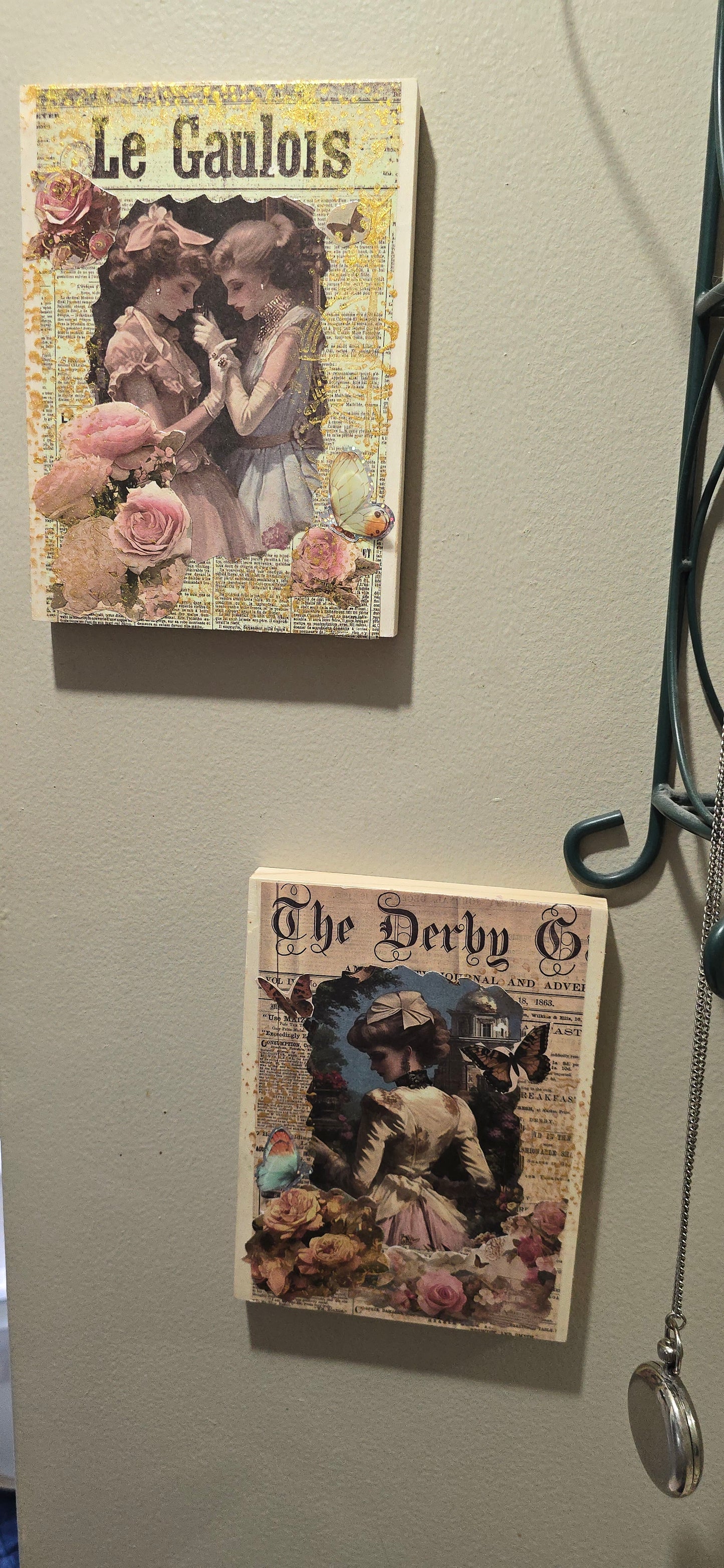 8x6  Wooden Canvases Vintage Ladies  Mixed Media Collage  two-piece set