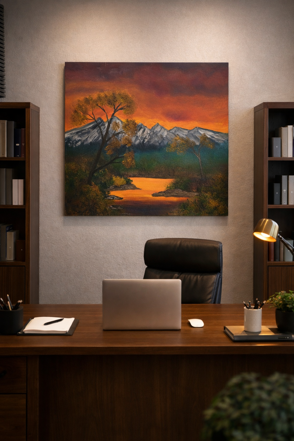 24x30 Oil Painting Bob Ross inspired/ Evening  Stillness