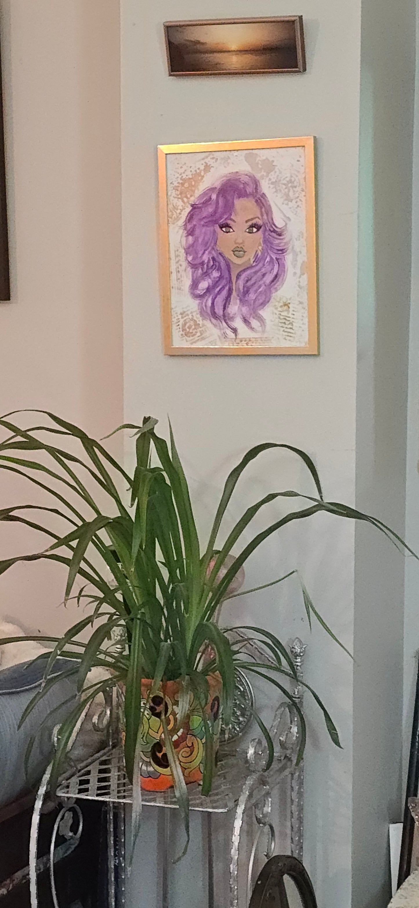 11x14 Purple Reign Glam girl original mixed media painting