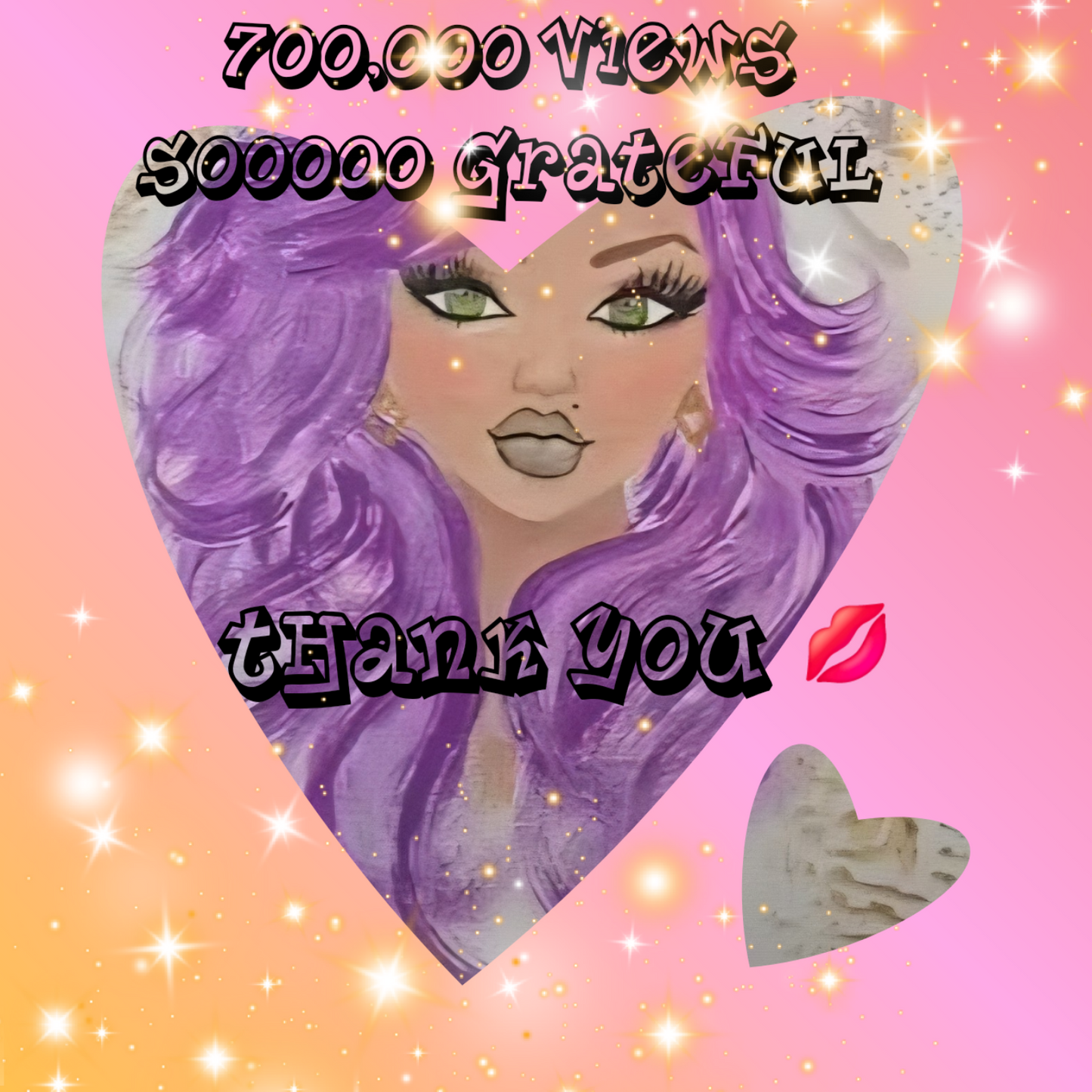 11x14 Purple Reign Glam girl original mixed media painting