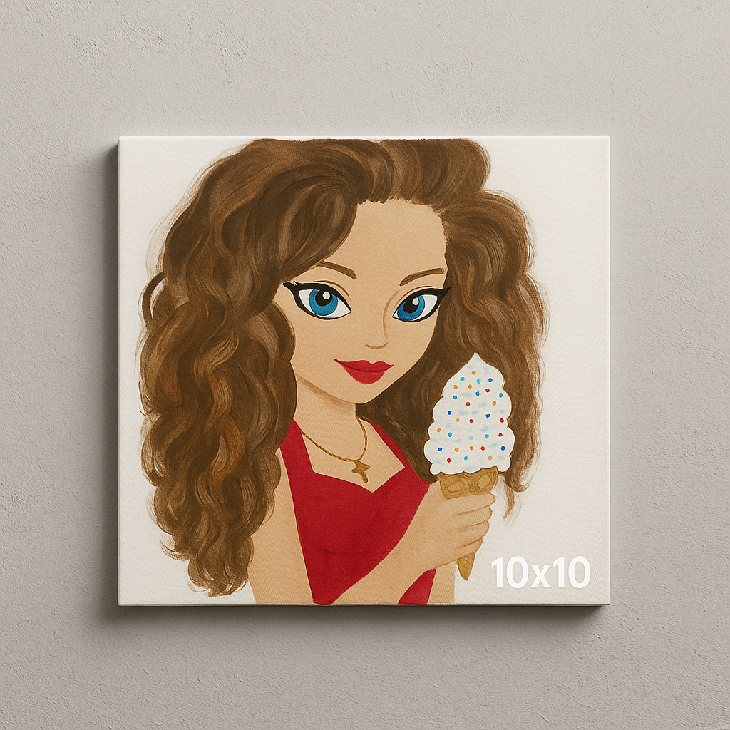 Ice cream Glam Girl 10x10 Original Acrylic  Painting