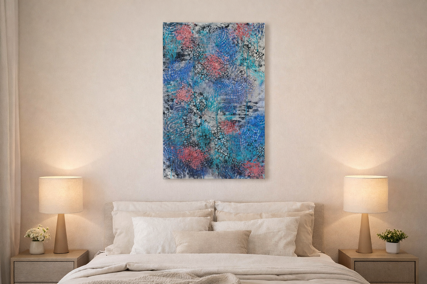 Blue Freedom – Original Abstract Mixed Media Painting, 24 x 36 Canvas Wall Art