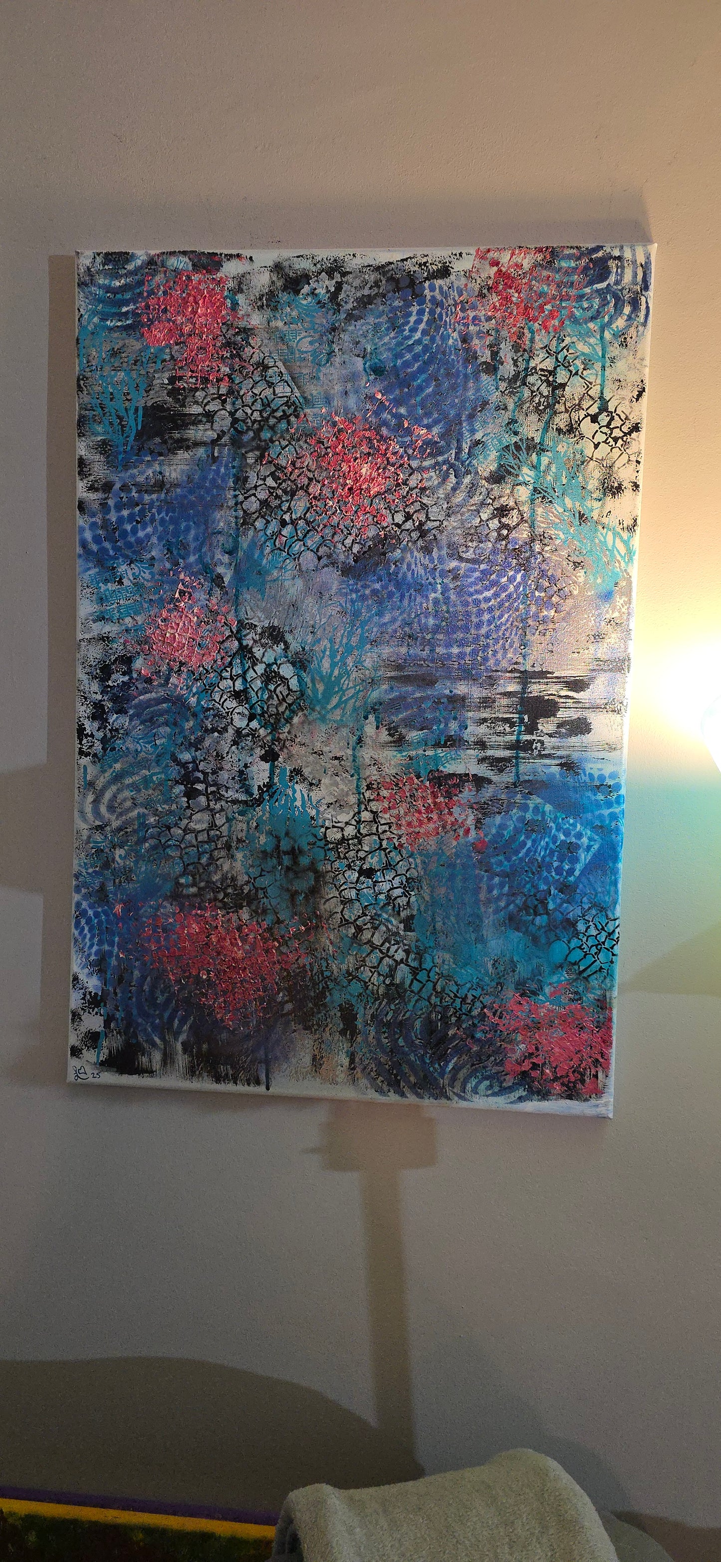 Blue Freedom – Original Abstract Mixed Media Painting, 24 x 36 Canvas Wall Art