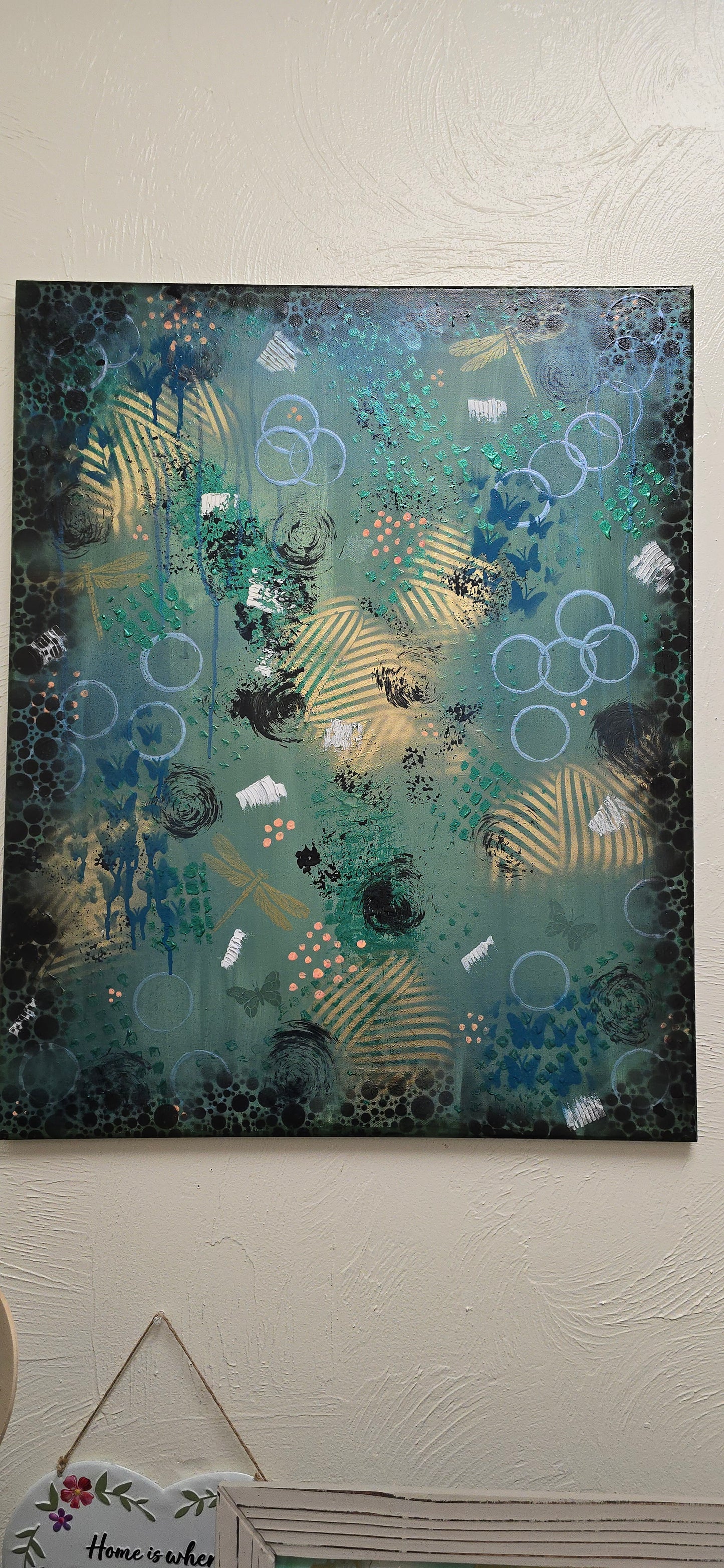 24x30 Original Mixed Media Abstract Painting – Emerald Echoes | Green Modern Wall Art