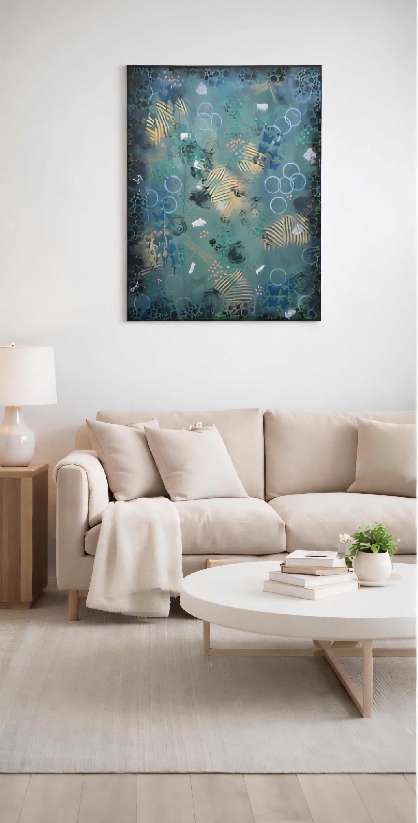 24x30 Original Mixed Media Abstract Painting – Emerald Echoes | Green Modern Wall Art