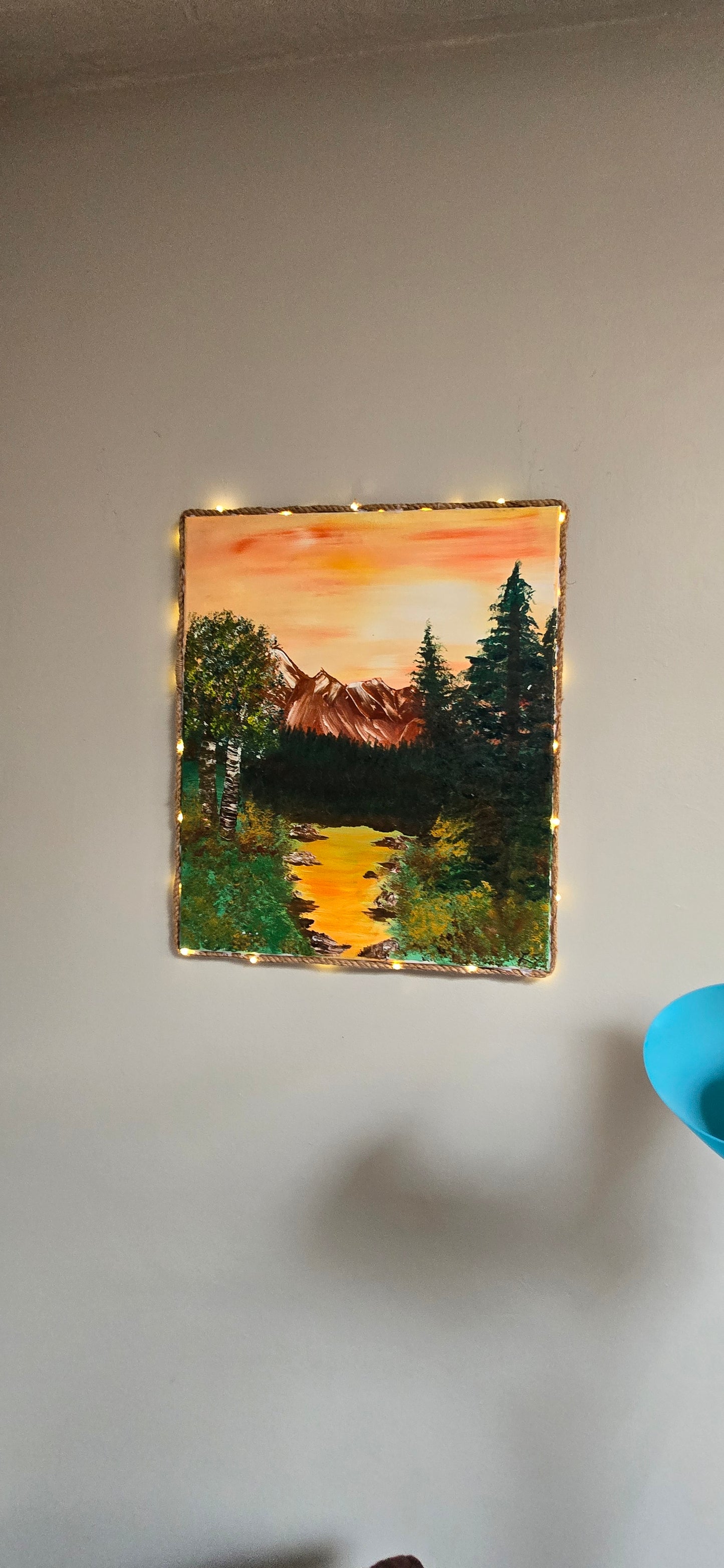 Oil Painting Sunset Stream