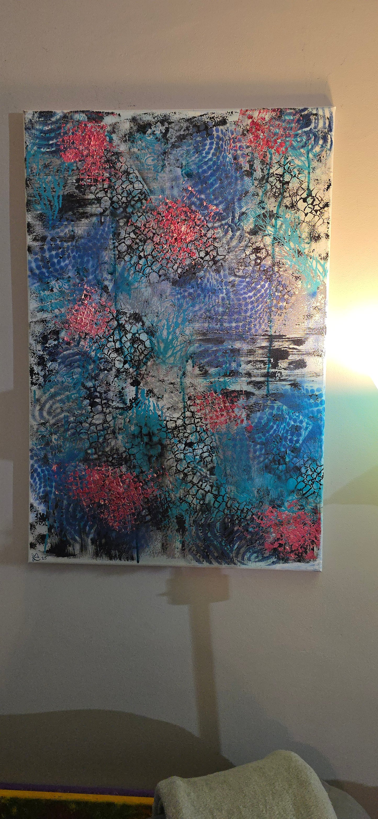 Blue Freedom – Original Abstract Mixed Media Painting, 24 x 36 Canvas Wall Art